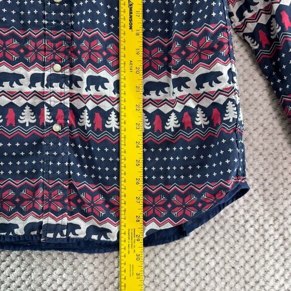 Chubbies Shirt Men L Blue Flip It Reverse It Christmas Bear Pearl Snap Button - Picture 10 of 16